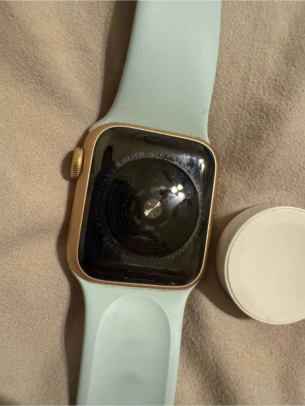 Apple Watch with Mint Green Sport Band and Charger